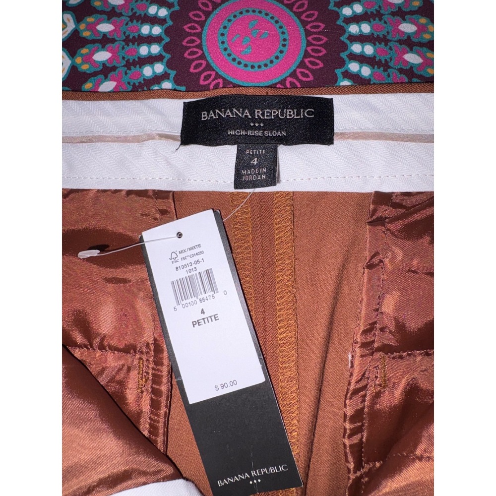 Banana Republic Sloan Umbria Brown High Rise Pants Size 4 Petite NWT - Picture 6 of 7